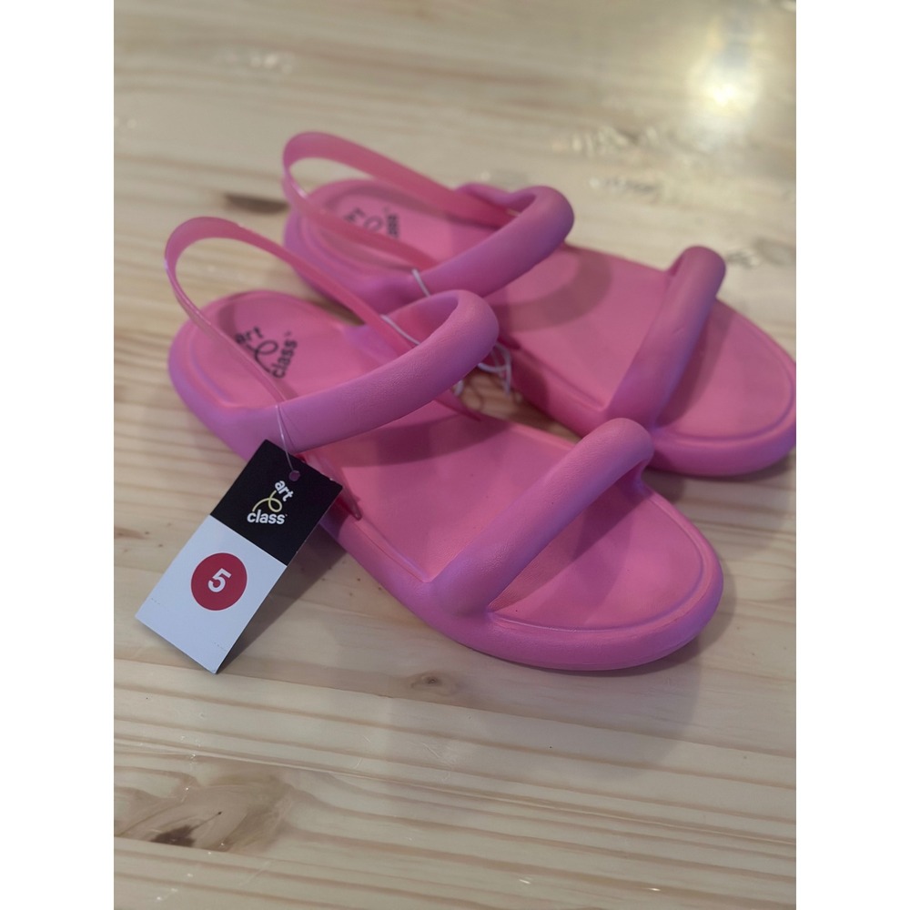 Art Class Girls Pink Jelly Sandals Two Strap Slide Backstrap Summer Shoes Size 5
